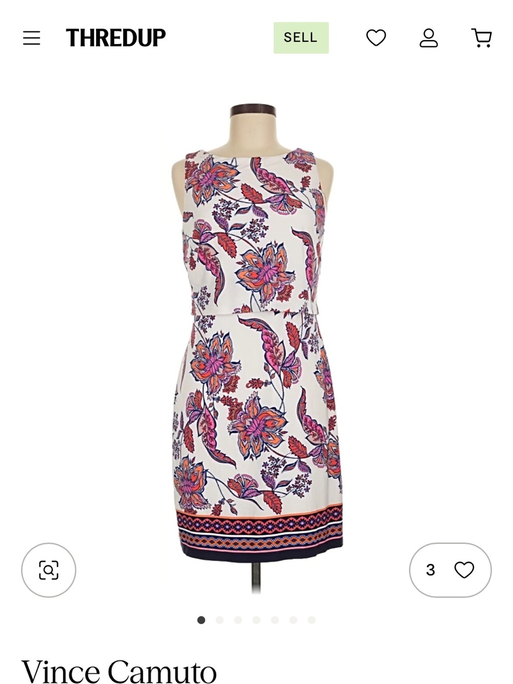 Vince Camuto White Sleeveless Dress with Pink & Orange Floral Print